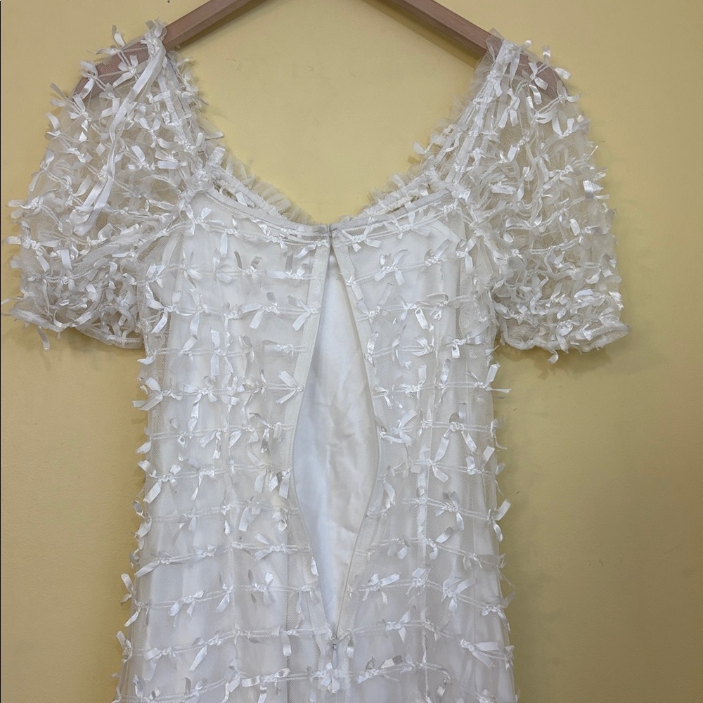 Betsey Johnson x UO | White Allover Bow Puff Sleeve Mini Slip Dress in size XS - Picture 13 of 17
